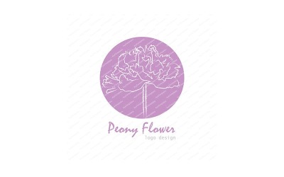 Modèle de conception de logo de fleur de pivoine