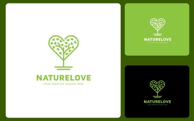 Plantilla de diseño de logotipo de árbol de amor natural