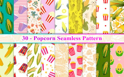 Popcorn Seamless Pattern, Corn Seamless Pattern, Popcorn Pattern