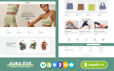 AuraEve - Tema Shopify minimale per abbigliamento da yoga, fitness e sport