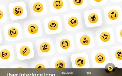 Conjunto de ícones da interface do usuário estilo de contorno circular gradiente 2