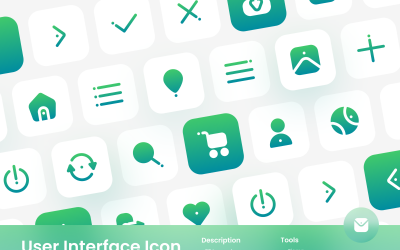 Conjunto de ícones da interface do usuário estilo preenchido com gradiente 2