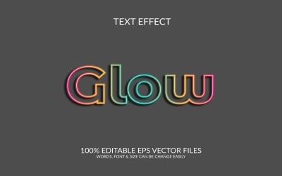 Ilustración de plantilla de efecto de texto Eps vectoriales editables 3D resplandeciente