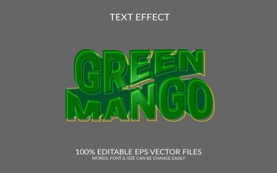 Grüne Mango 3D-bearbeitbare Vektor-EPS-Texteffekt-Illustration
