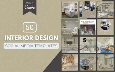 50 plantillas premium de Canva de diseño de interiores para redes sociales