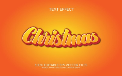 Feliz Navidad Ilustración de efecto de texto Eps vectoriales editables 3D