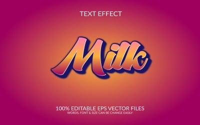 Mjölk 3D redigerbar vektor Eps texteffektmall