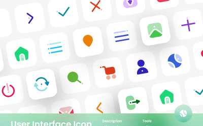 Zestaw ikon interfejsu użytkownika w kolorowym stylu