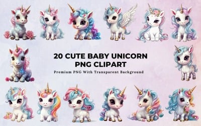 20 Lindo Bebé Unicornio PNG Clipart