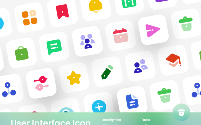 Benutzeroberflächen-Icon-Set, farbiger Stil 2
