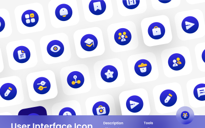 Benutzeroberflächen-Icon-Set mit Farbverlauf, kreisförmiger Füllung, Stil 3