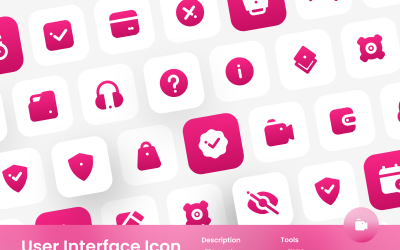 Conjunto de ícones da interface do usuário estilo preenchido com gradiente 3