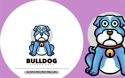 Illustrazione del design del logo del fumetto della mascotte del bulldog per il design