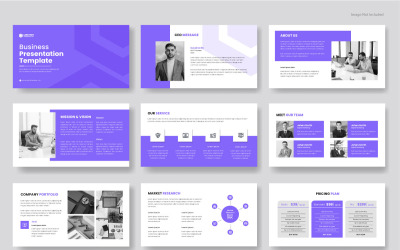 Modelo de slides de apresentação de negócios criativos. Use para infográficos, apresentações modernas