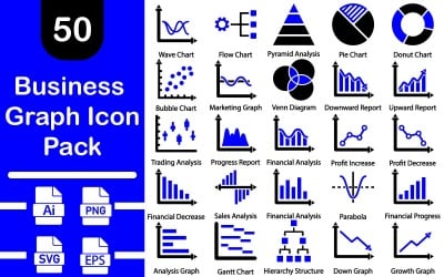 Conjunto de 50 iconos premium de gráficos empresariales