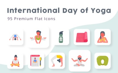 Internationaler Tag des Yoga 95 Premium-Flachsymbole