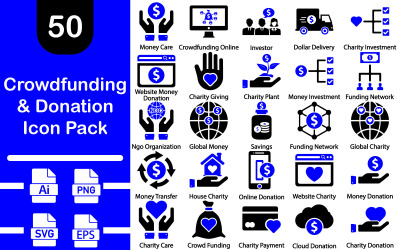 Paquete de iconos de crowdfunding y donación