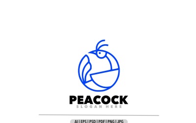 Pfau-Linie-Logo-Design, Illustration, Design-Logo