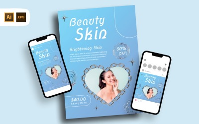 Plantilla de volante de piel iluminadora de belleza fresca azul Y2K