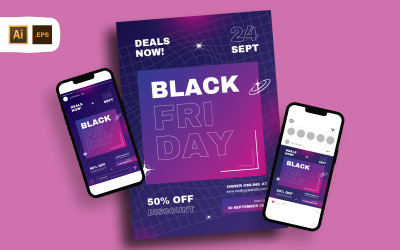 Y2K Blau Lila Black Friday Flyer Vorlage