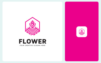 Hexagonal Flower Logo Design Template