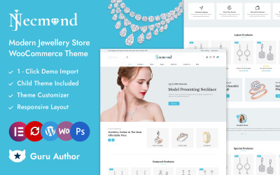 Necmond - Gümüş Mücevher Mağazası Elementor WooCommerce Duyarlı Teması