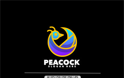 Illustrazione del design del logo colorato con gradiente di pavone