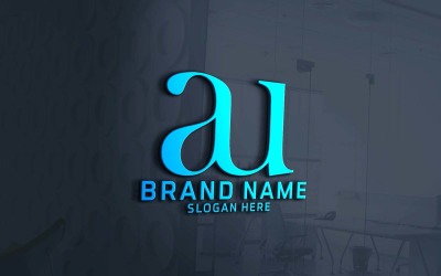 Kreativa två bokstäver AU logotypdesign
