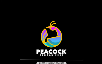 Peacock outline colorful gradient logo template design