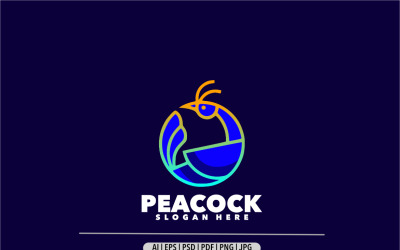 Plantilla de logotipo colorido degradado simple de pavo real