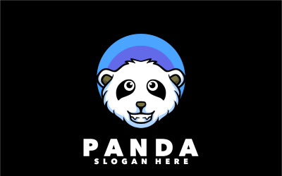 Design del logo della mascotte dei cartoni animati della testa del panda