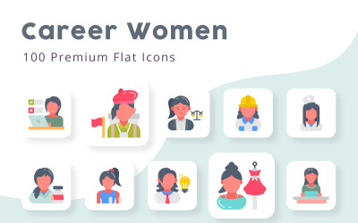 Donne in carriera 100 icone piatte Premium