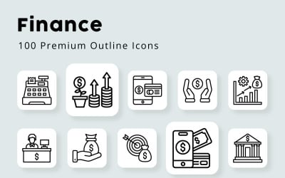 Finanças 100 ícones de contorno premium