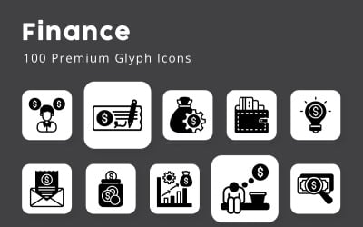 Finance 100 icônes de glyphes premium