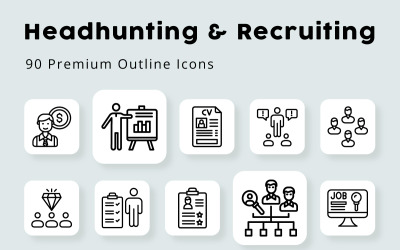 Headhunting och rekrytering av 90 Premium Outline-ikoner