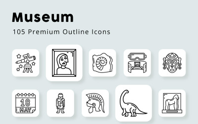 Ícones de contorno premium do Museu 105