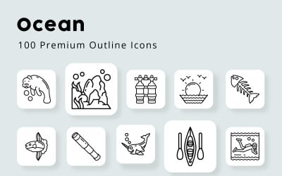Ícones de contorno Premium Ocean 100