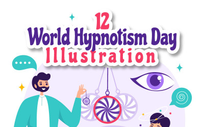 12 Illustrazione vettoriale della Giornata mondiale dell&amp;#39;ipnotismo