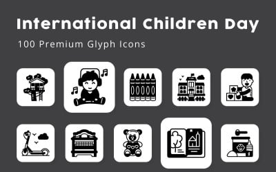 Internationale Kinderdag 110 Premium Glyph-pictogrammen