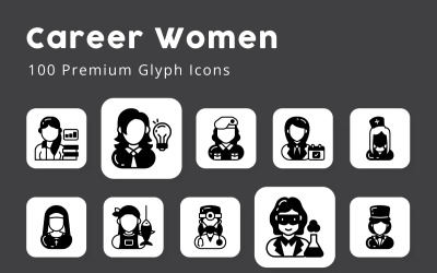 Kariera kobiet 100 ikon glifów premium