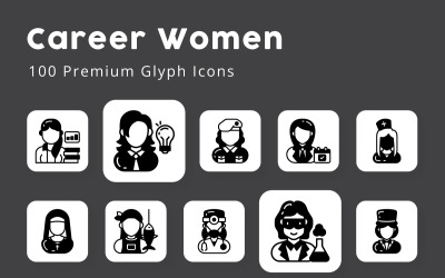 Karrierefrauen 100 Premium-Glyphen-Icons