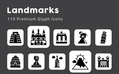 Landmärken 110 Premium Glyph-ikoner