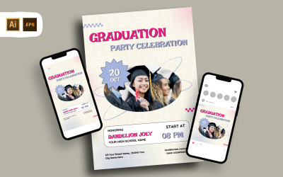 Modèle de flyer de célébration minimaliste des diplômés de l&amp;#39;an 2000