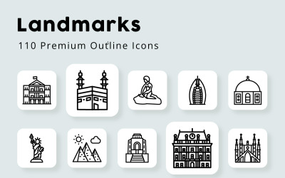 Monuments 110 icônes de contour premium