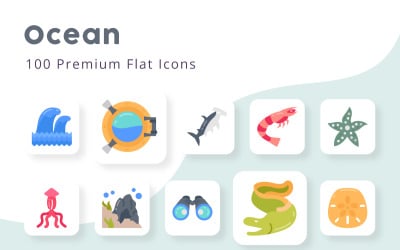 Oceaan 100 Premium platte iconen