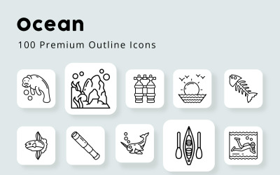Océan 100 icônes de contour Premium