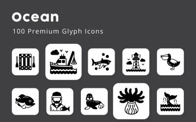 Ocean 100 Premium Glyph ikoner
