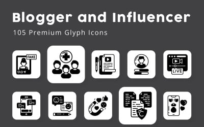 Blogger e Influencer 105 Íconos de Glifos Premium