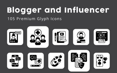 Blogger e influenciador 105 ícones de glifo premium