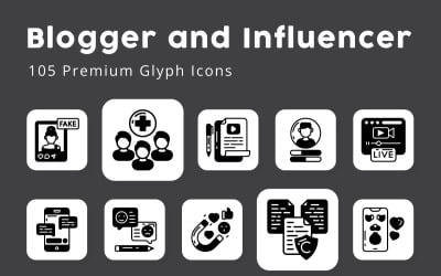 Blogueur et influenceur 105 icônes de glyphes premium